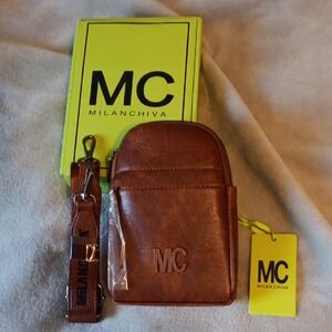 Brown PU Leather Sling Bag